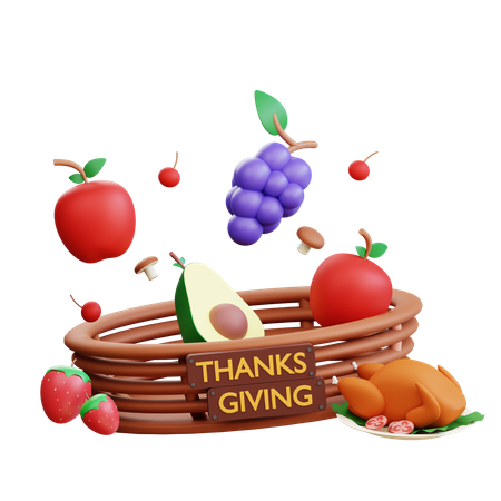 Corbeille de fruits de Thanksgiving  3D Icon