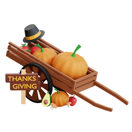 Chariot de légumes de Thanksgiving  3D Icon