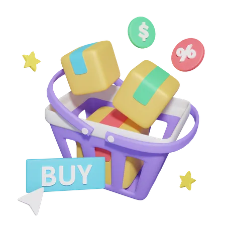 Panier d'achat en ligne  3D Icon