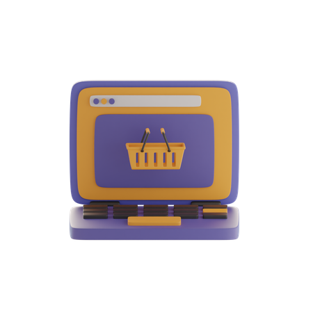 Panier et ordinateur portable  3D Icon