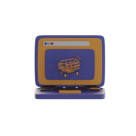 Panier et ordinateur portable  3D Icon