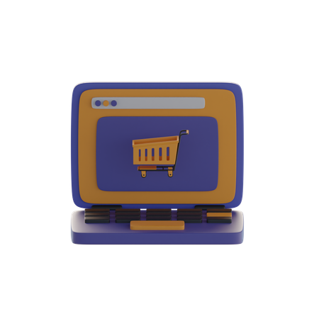 Panier et ordinateur portable  3D Icon