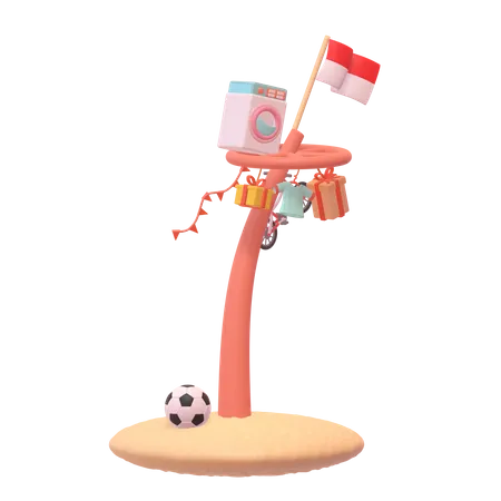 Capture The Essence Of Indonesias Independence Day With This Dynamic 3 D Illustration Showcasing The Traditional Panjat Pinang Game 3D Icon