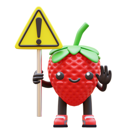 Panneau d'avertissement de fraise tenant  3D Icon