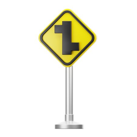 Carrefour routier décalé panneau gauche et droit  3D Icon