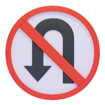 Panneau de signalisation d'interdiction de demi-tour  3D Icon