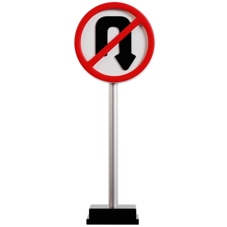 Panneau de signalisation "ne pas faire demi-tour"  3D Icon