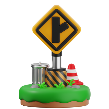 Panneau d'intersection de la route Y à droite  3D Icon