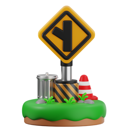 Panneau d'intersection de la route y à gauche  3D Icon
