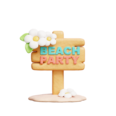 Panneau de fête sur la plage  3D Icon