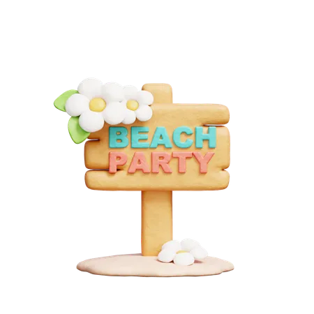 Panneau de fête sur la plage  3D Icon