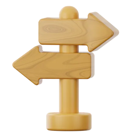 Direction du panneau de flèche en bois  3D Icon
