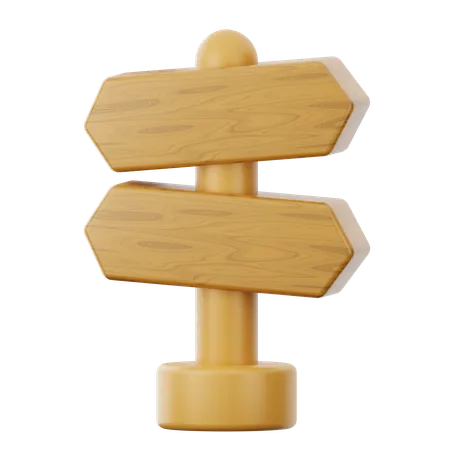 Direction du panneau de flèche en bois  3D Icon