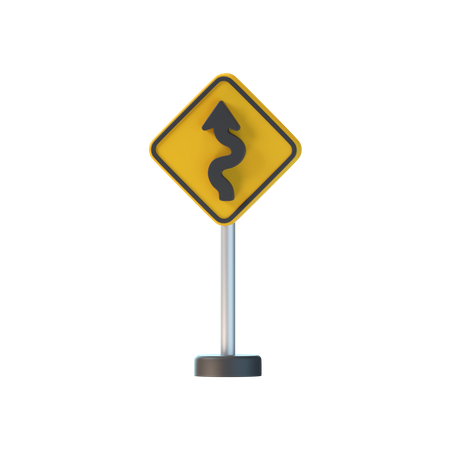 Panneau de signalisation sinueux à gauche  3D Icon