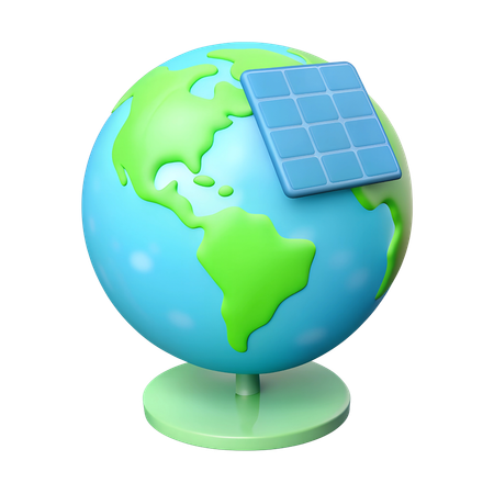 Panneau solaire sur terre  3D Icon