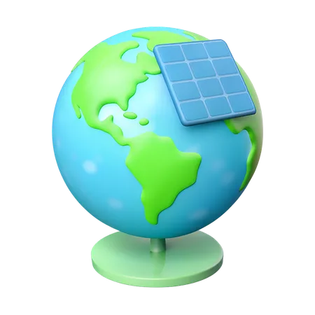 Panneau solaire sur terre  3D Icon