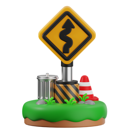 Panneau de virage en zigzag  3D Icon