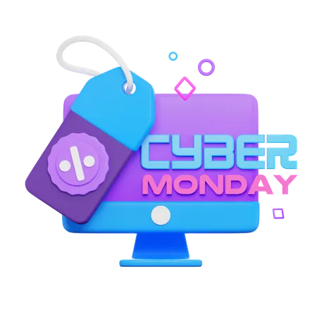 Pantalla de monitor de ventas Cyber Monday  3D Icon