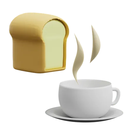 Pão e café  3D Icon