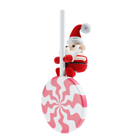 Papá Noel con piruleta  3D Illustration