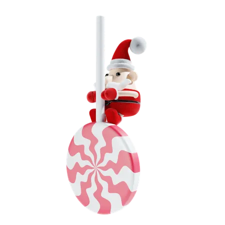 Papá Noel con piruleta  3D Illustration