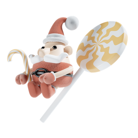 Papá Noel con piruleta  3D Icon