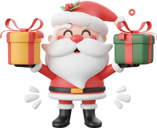 Santa claus con regalo de navidad  3D Icon