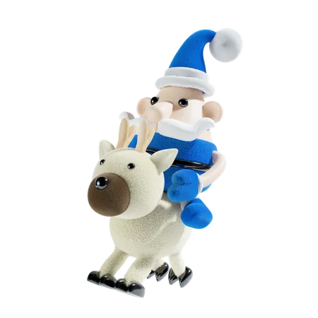 Papá Noel con renos  3D Illustration