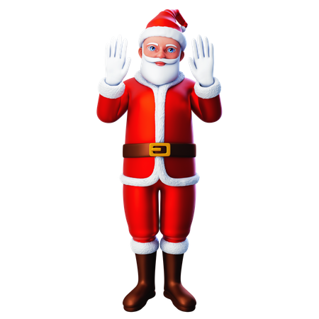 Papá Noel levanta ambas manos  3D Illustration