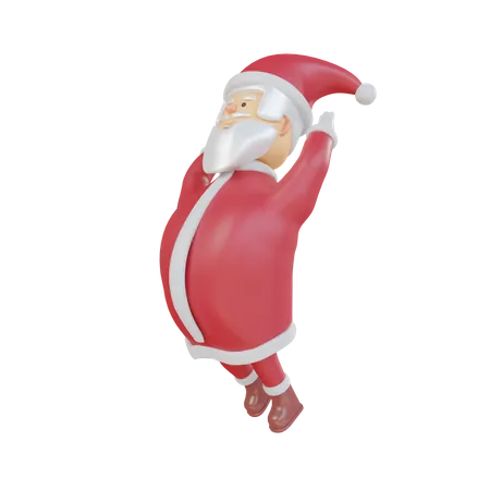 Papá Noel saltando en el aire  3D Illustration