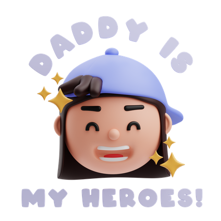 Papa ist mein Held  3D Illustration