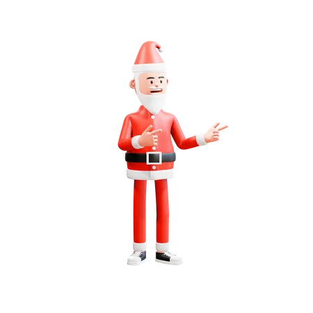 Papá Noel apuntando a algo con una pistola para el dedo.  3D Illustration