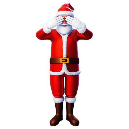Papá Noel cierra los ojos con ambas manos  3D Icon