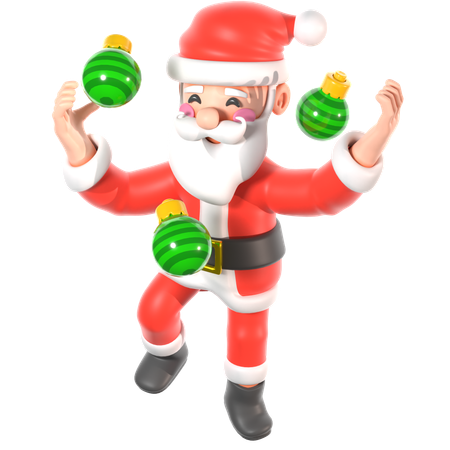 Papá Noel con bolas navideñas  3D Icon