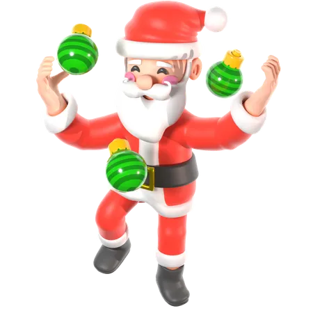 Papá Noel con bolas navideñas  3D Icon