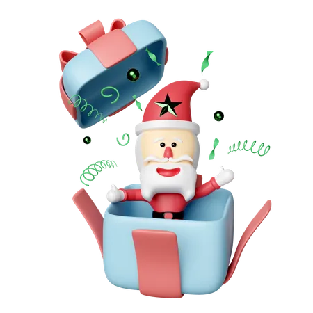 Papá Noel con caja de regalo.  3D Icon