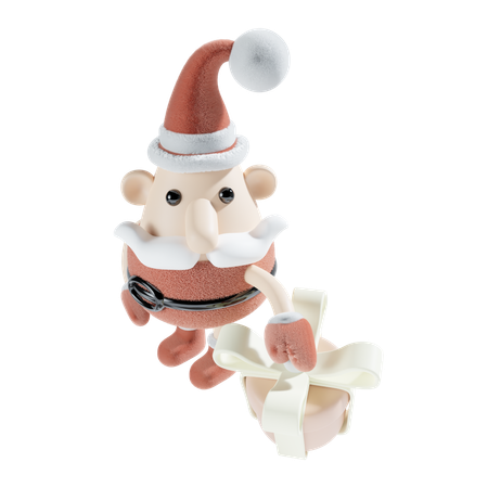 Papá Noel con caja de regalo.  3D Icon