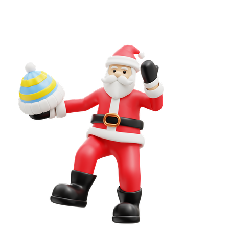Papá Noel con gorro de invierno  3D Icon