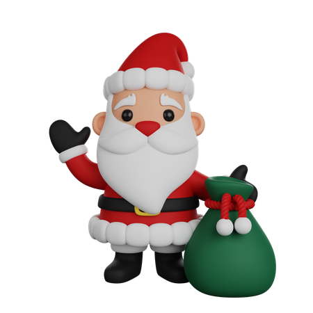 Santa claus con saco de regalo  3D Icon