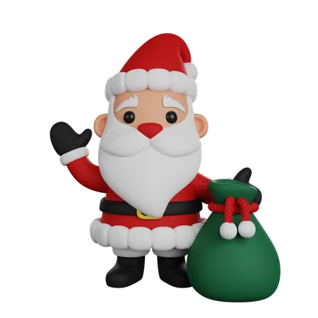 Santa claus con saco de regalo  3D Icon