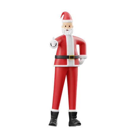 Papá Noel da un pulgar hacia arriba  3D Illustration