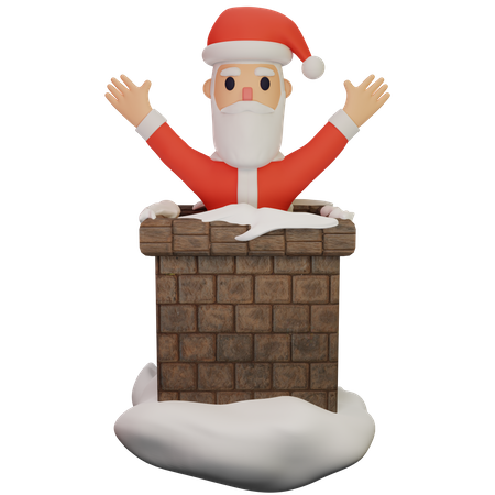 Papá Noel en la chimenea  3D Illustration