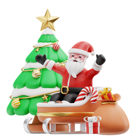 Papá Noel en trineo  3D Illustration