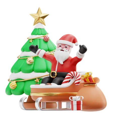 Papá Noel en trineo  3D Illustration