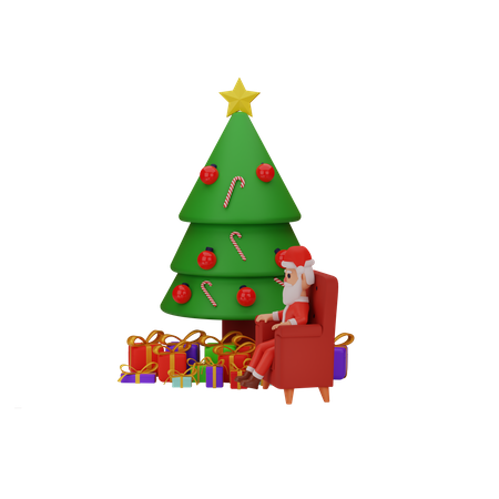 Papá Noel haciendo celebración navideña  3D Icon