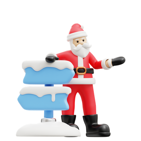 Papá Noel muestra el camino  3D Illustration