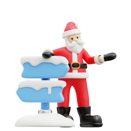 Papá Noel muestra el camino  3D Illustration