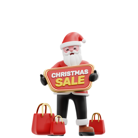 Papá Noel promocionando las rebajas navideñas  3D Illustration