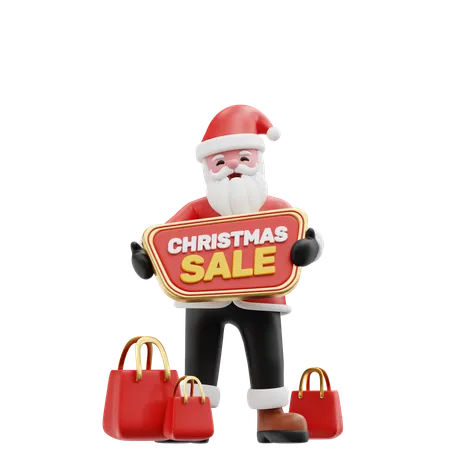 Papá Noel promocionando las rebajas navideñas  3D Illustration