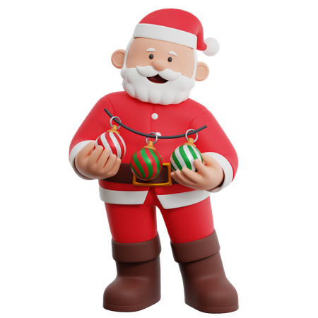 Papá Noel sosteniendo adornos navideños  3D Illustration